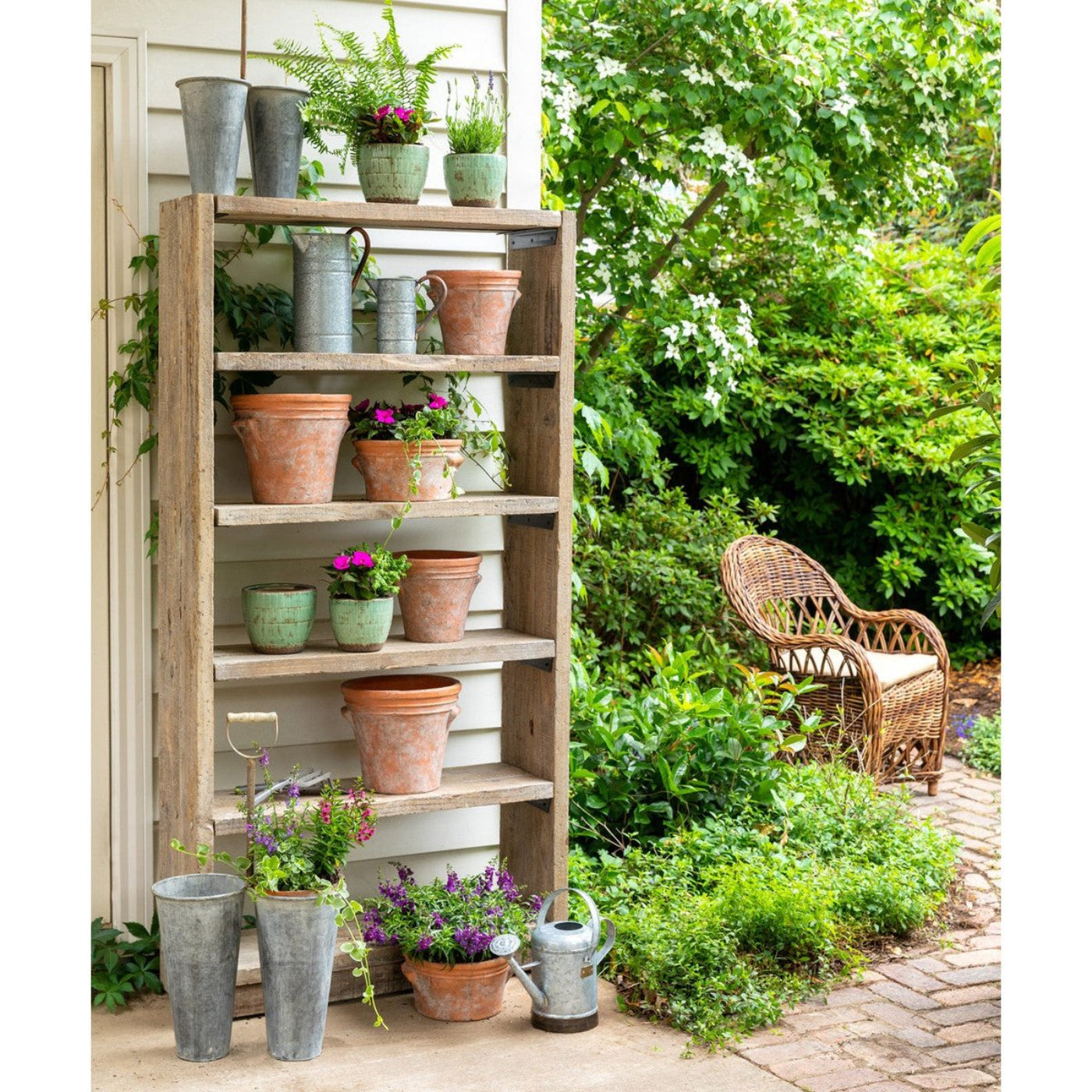 Park Hill Collection Garden Floral Potters Reclaimed Wood Shelf -  EDC00288