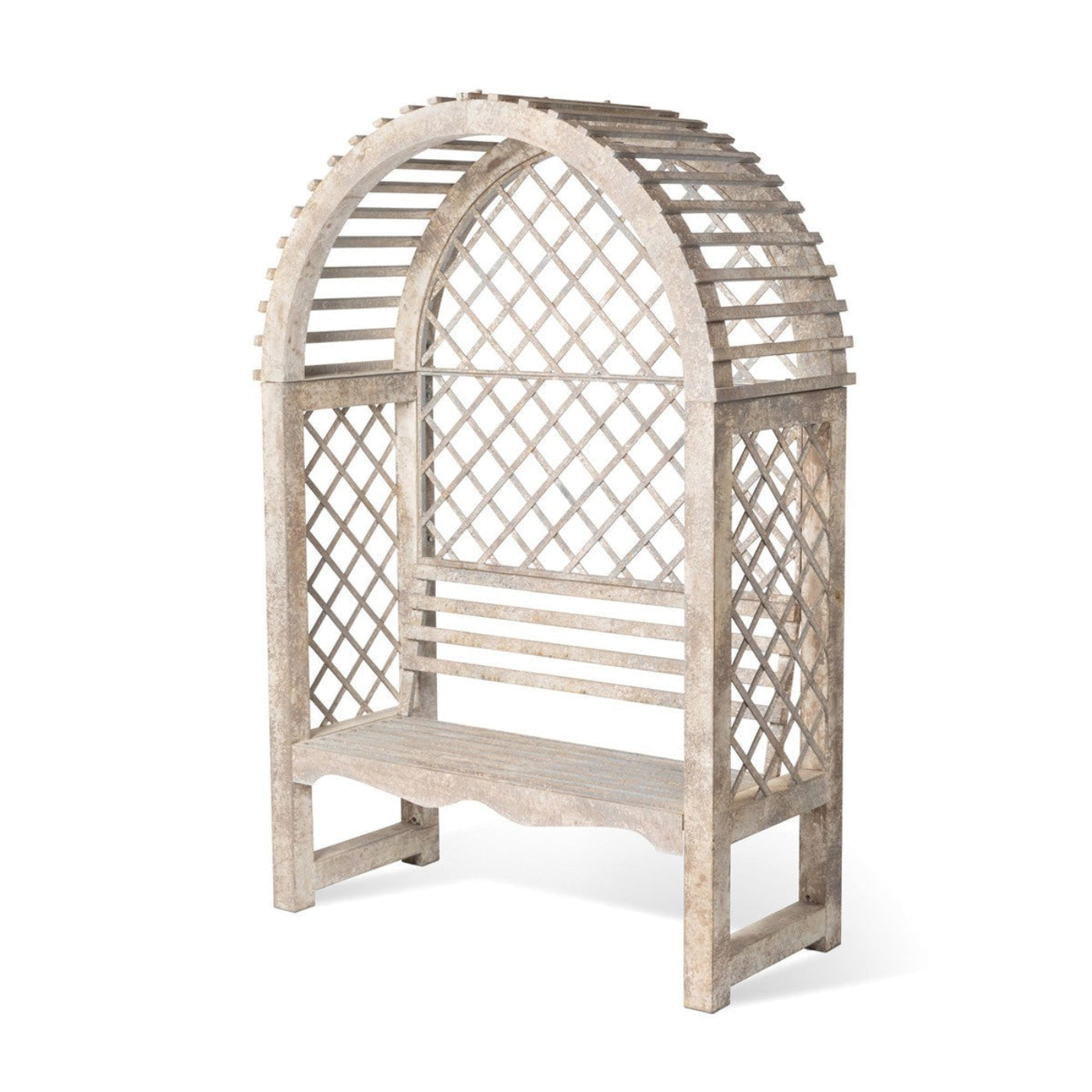 Park Hill Collections Garden Floral Iron Garden Trellis with Bench Storage Display Prop  - EDX20205