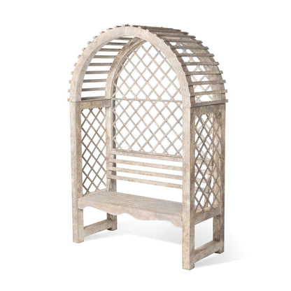 Park Hill Collections Garden Floral Iron Garden Trellis with Bench Storage Display Prop  - EDX20205
