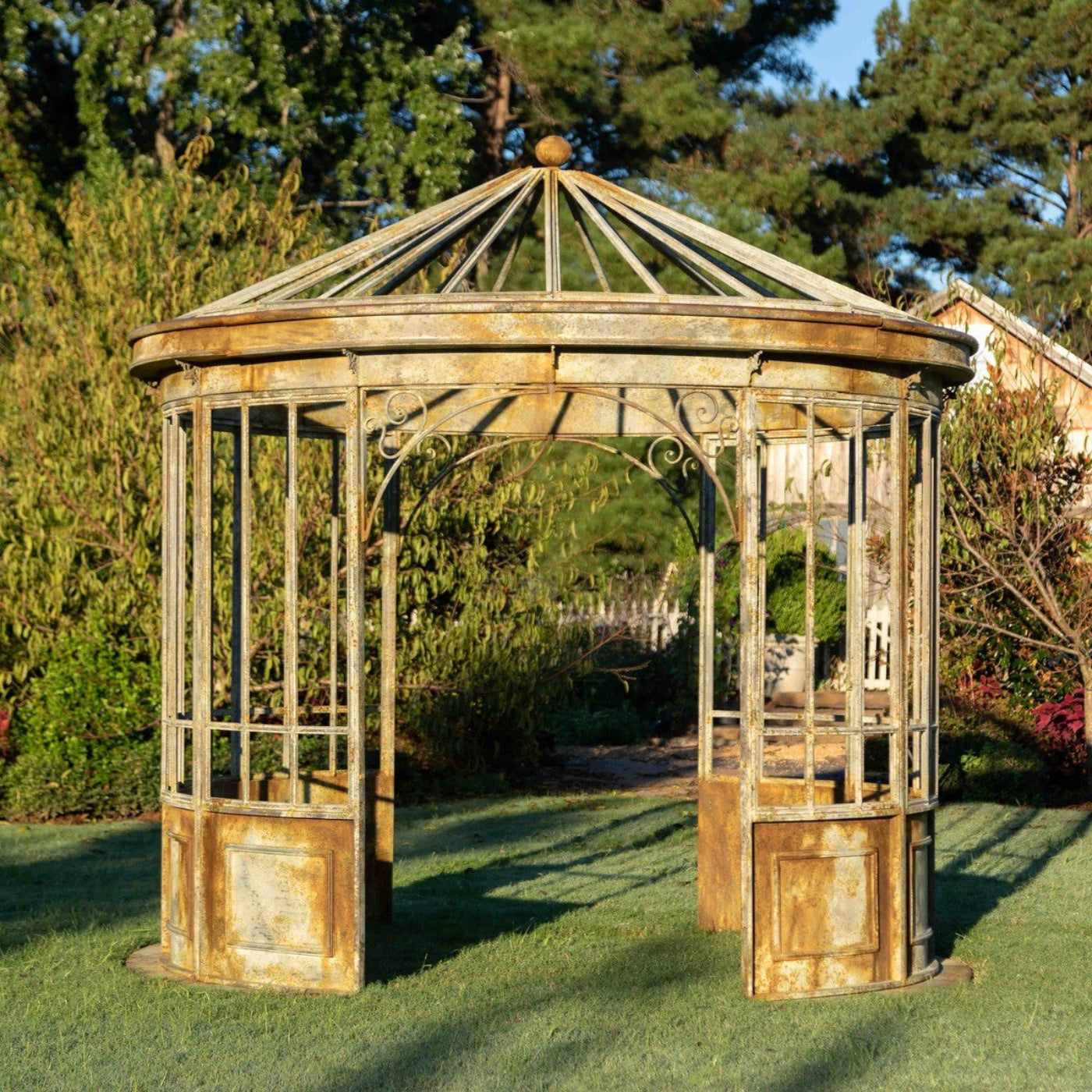 Park Hill Collection Garden Floral Aged Metal Gazebo Display Prop - EDX90088