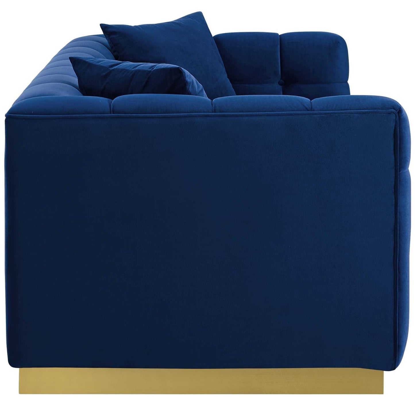 Modway Furniture Vivacious Biscuit Tufted Velvet Sofa with Gold Base – Luxurious Comfort & Vintage Style Living Room
