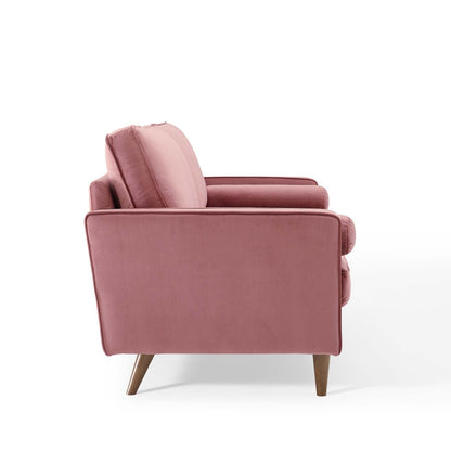 Modway Furniture Valour Modern Velvet Sofa - Stylish Mid-Century Design with Stain-Resistant Fabric & Pocket Coils