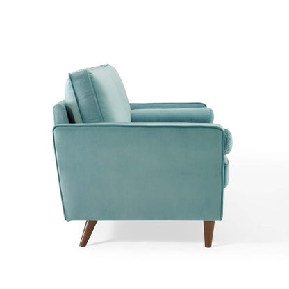 Modway Furniture Valour Modern Velvet Sofa - Stylish Mid-Century Design with Stain-Resistant Fabric & Pocket Coils