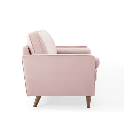 Modway Furniture Valour Modern Velvet Sofa - Stylish Mid-Century Design with Stain-Resistant Fabric & Pocket Coils