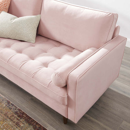Modway Furniture Valour Modern Velvet Sofa - Stylish Mid-Century Design with Stain-Resistant Fabric & Pocket Coils