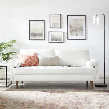 Modway Furniture Valour Modern Velvet Sofa - Stylish Mid-Century Design with Stain-Resistant Fabric & Pocket Coils