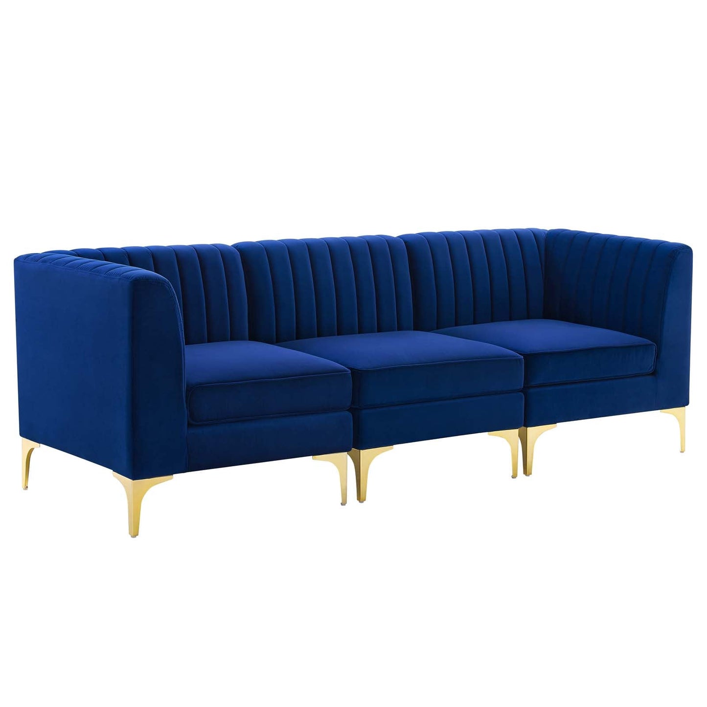 Modway Furniture Triumph Channel Tufted Performance Velvet Sofa - Luxe Glam Deco Design for Modern Living Spaces