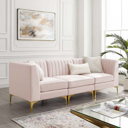 Modway Furniture Triumph Channel Tufted Performance Velvet Sofa - Luxe Glam Deco Design for Modern Living Spaces