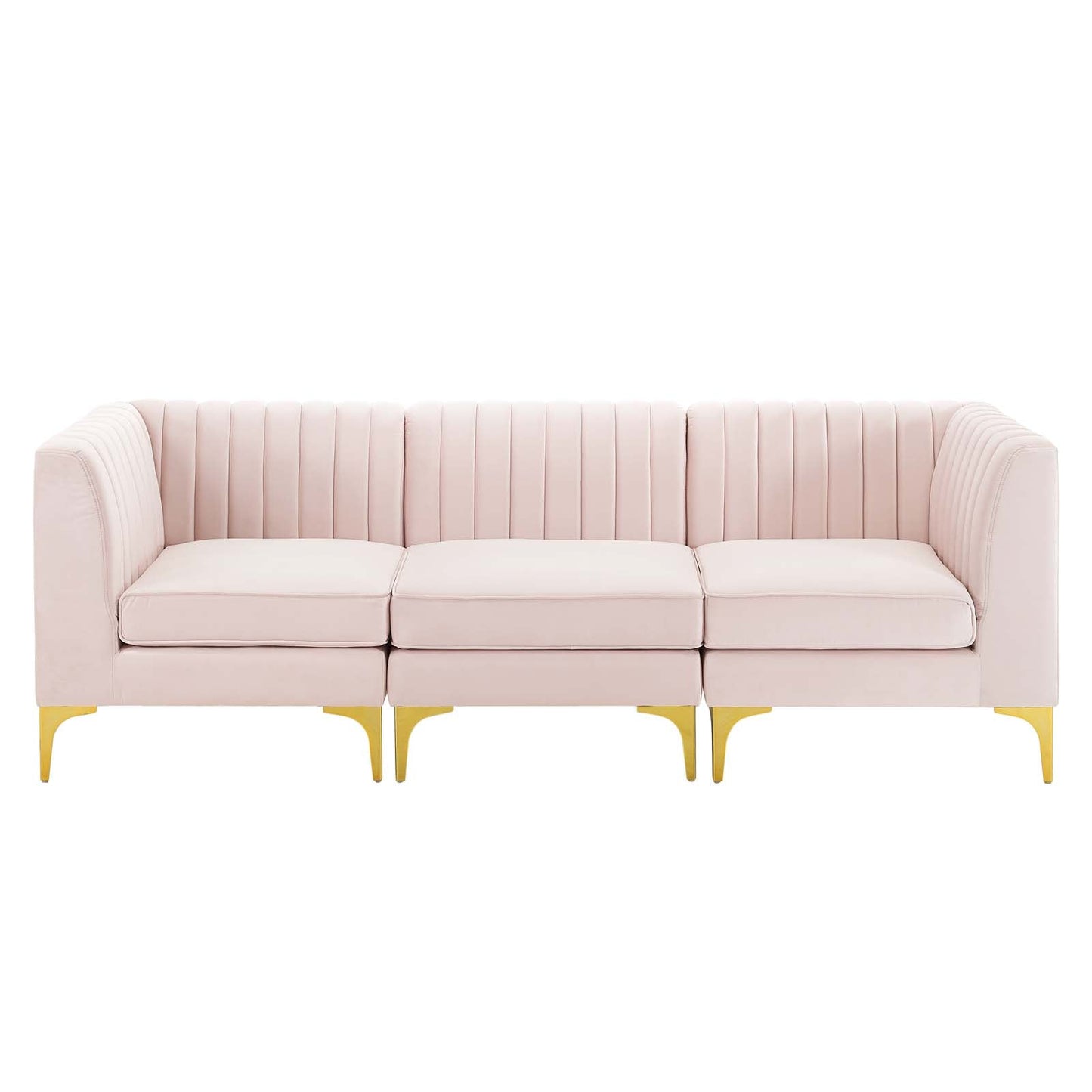 Modway Furniture Triumph Channel Tufted Performance Velvet Sofa - Luxe Glam Deco Design for Modern Living Spaces