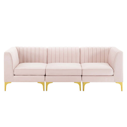 Modway Furniture Triumph Channel Tufted Performance Velvet Sofa - Luxe Glam Deco Design for Modern Living Spaces