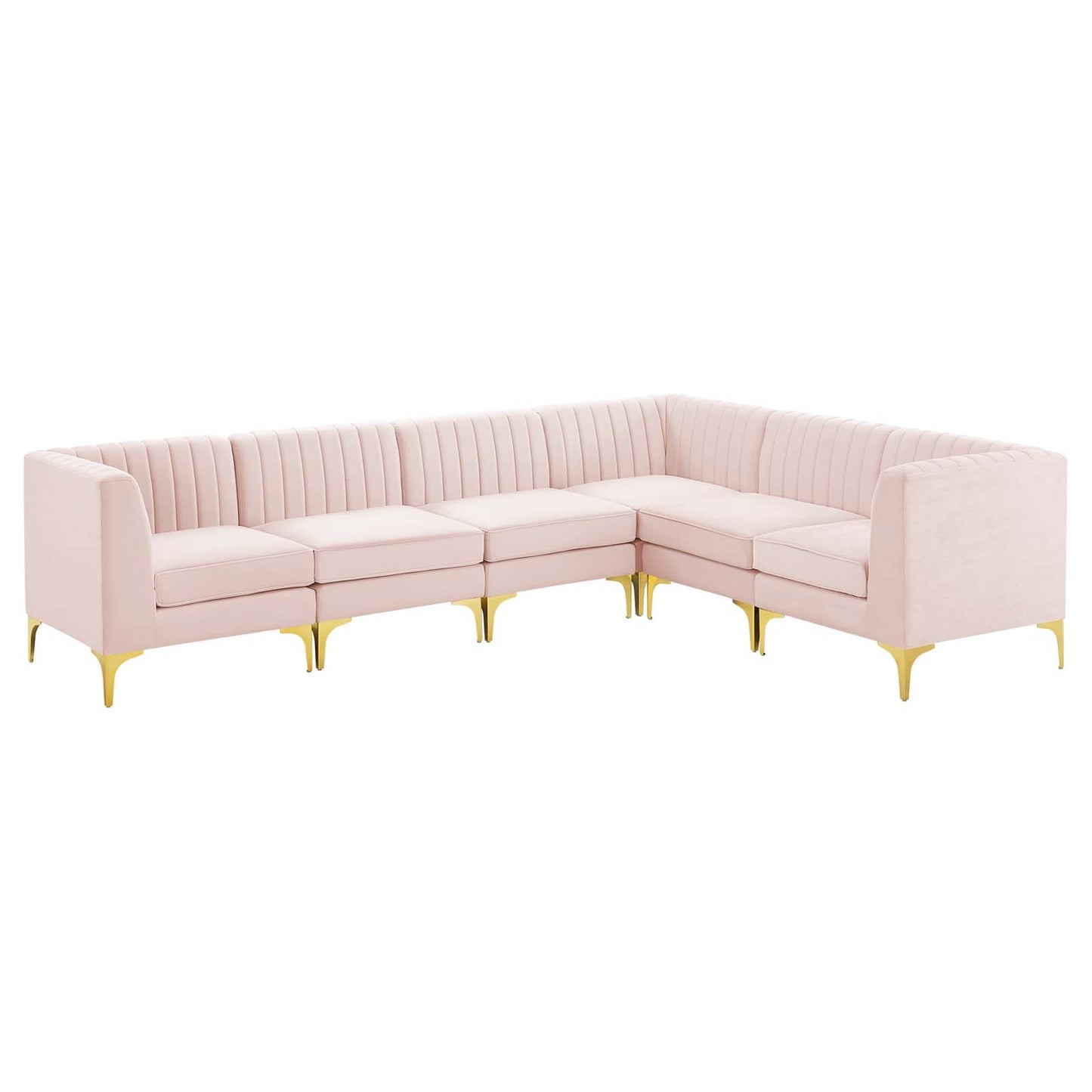 Modway Furniture Triumph Channel Tufted Performance Velvet Sectional Sofa - Luxurious Design & Comfort for Any Space