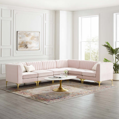 Modway Furniture Triumph Channel Tufted Performance Velvet Sectional Sofa - Luxurious Design & Comfort for Any Space