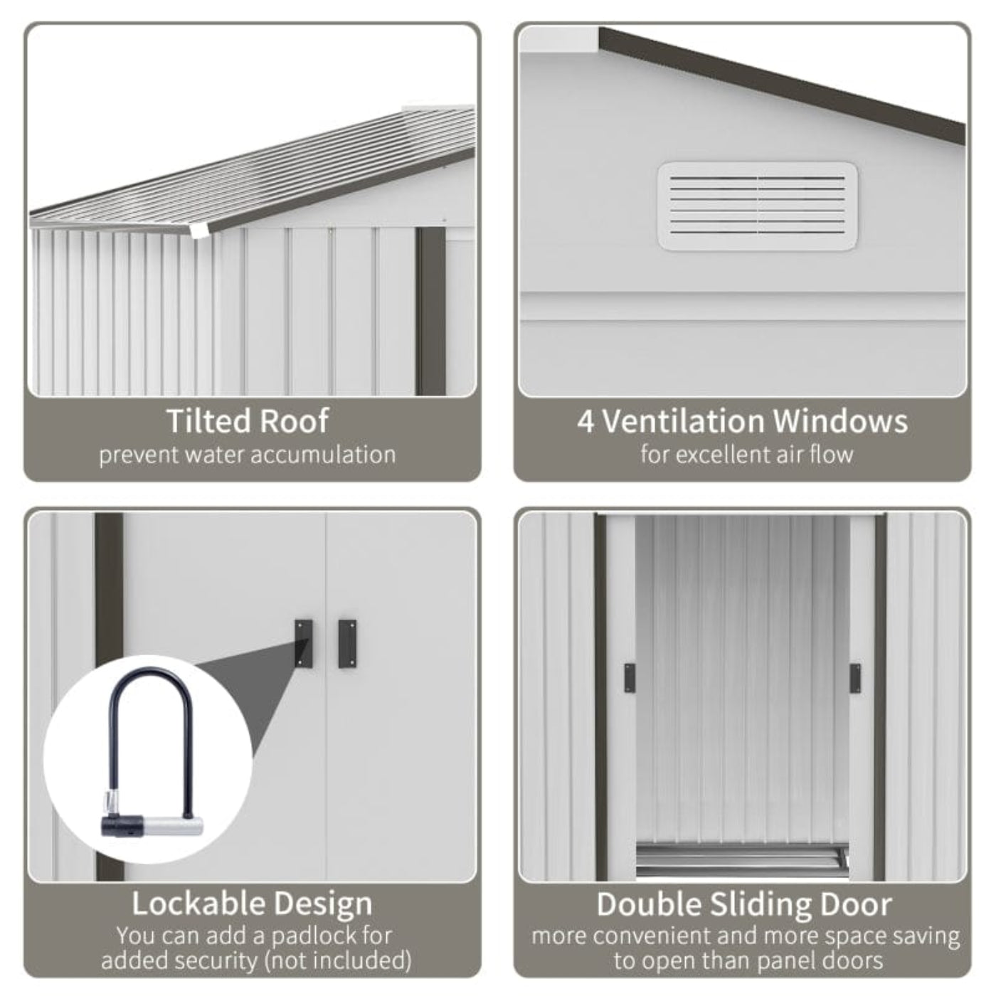 Outsunny 7' x 4' Steel Storage Shed Organizer - 845-030WT