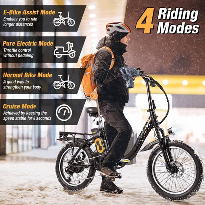 Costway Folding Electric Bike with 20" Fat Tires 750W 30 MPH 44 Mile Range New - SP38245US