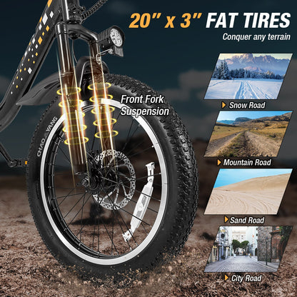 Costway Folding Electric Bike with 20" Fat Tires 750W 30 MPH 44 Mile Range New - SP38245US