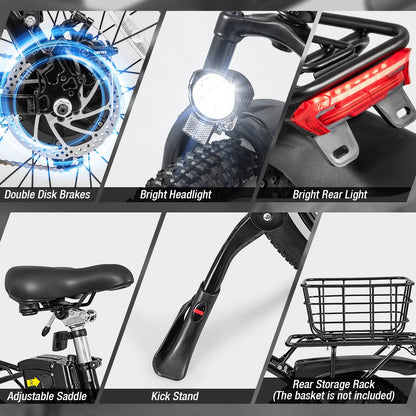 Costway Folding Electric Bike with 20" Fat Tires 750W 30 MPH 44 Mile Range New - SP38245US
