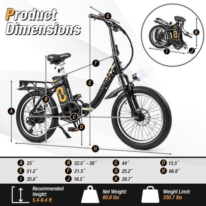 Costway Folding Electric Bike with 20" Fat Tires 750W 30 MPH 44 Mile Range New - SP38245US