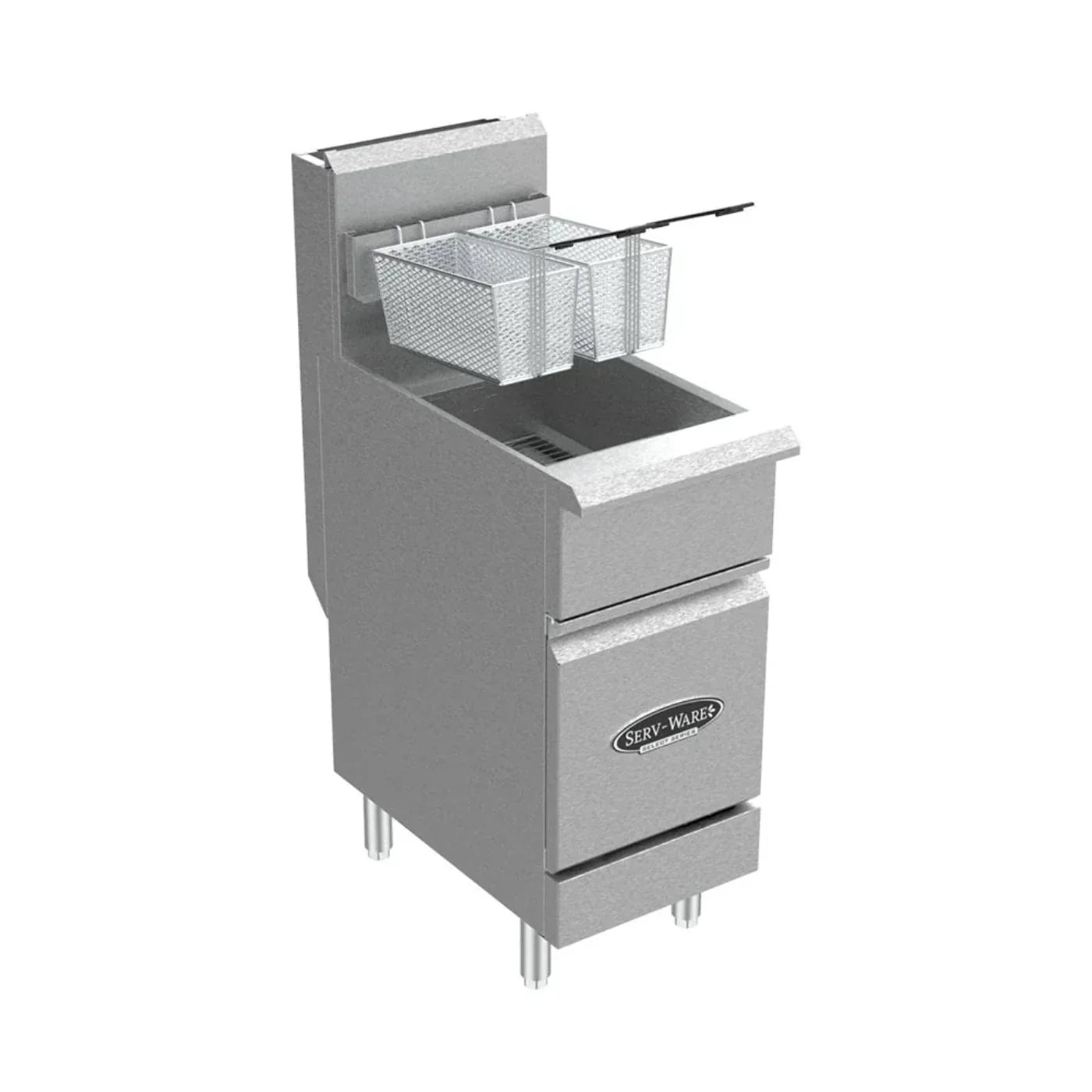 Serv-Ware SGF-40N 15.5” Stainless Steel 3 Tube Fryer, Natural Gas, 30,000 BTU/H - SGF-40N