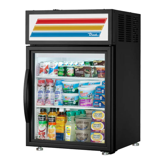 True 3/8" Aluminum and Stainless Steel Countertop Display Refrigerator with Swing Door, Black 115v/1ph - GDM-05-HC-TSL01 23