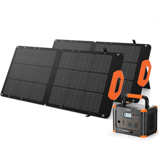 GRECELL 1000W Portable Power Station With Foldable Solar Panel -  GR-SE0003+DYZDB0001AGE*2