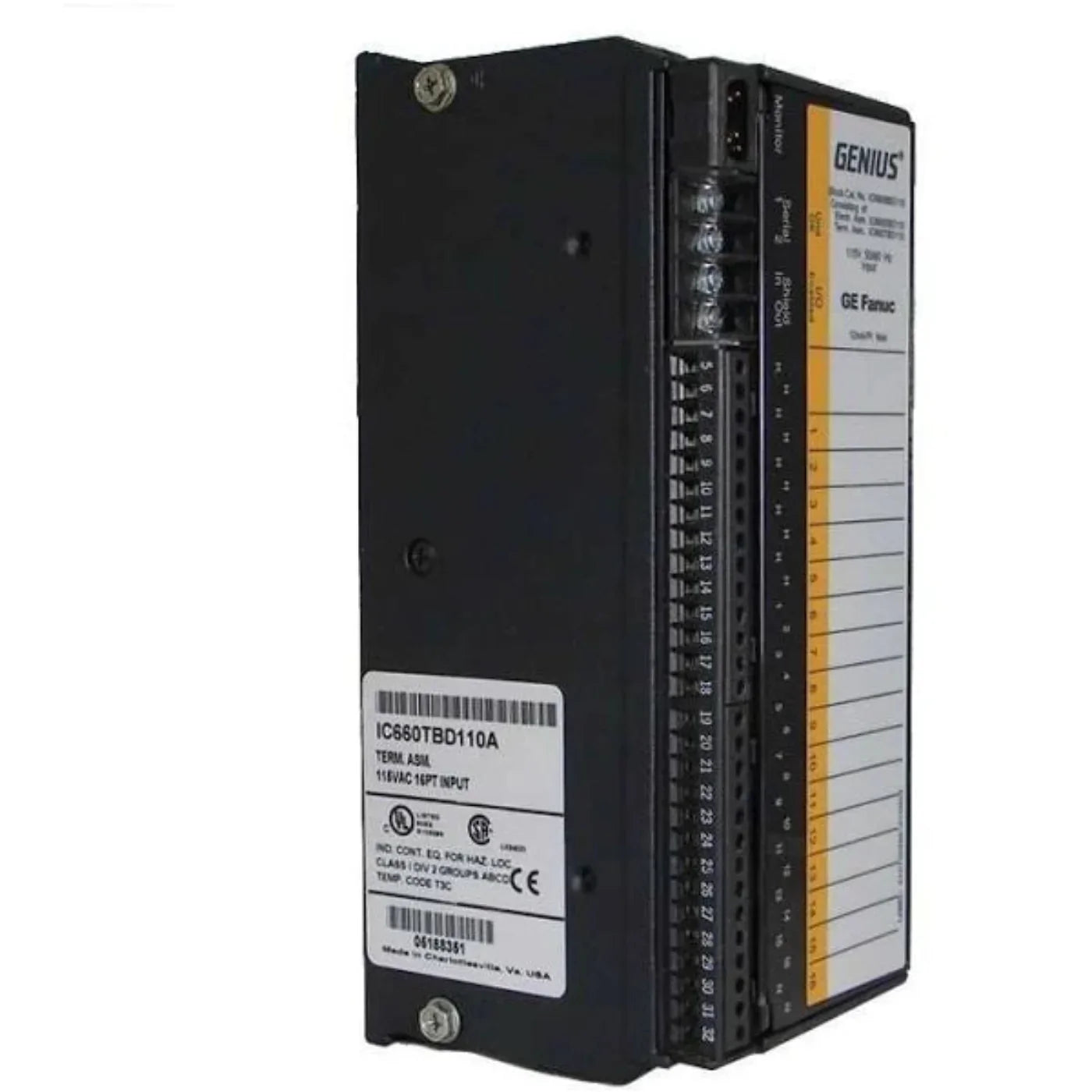 Fanuc Corporation Ge Fanuc I/O Module Genius Block, 16 Circuit, 115 VAC Power, For 2 Or 3 Wire Switch Inputs - IC660BBD110