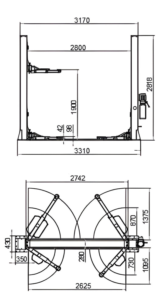 Katool 12,000lbs Two Post Lift Single Lock Release Auto Lift Car Lift H120D - KT-H120D