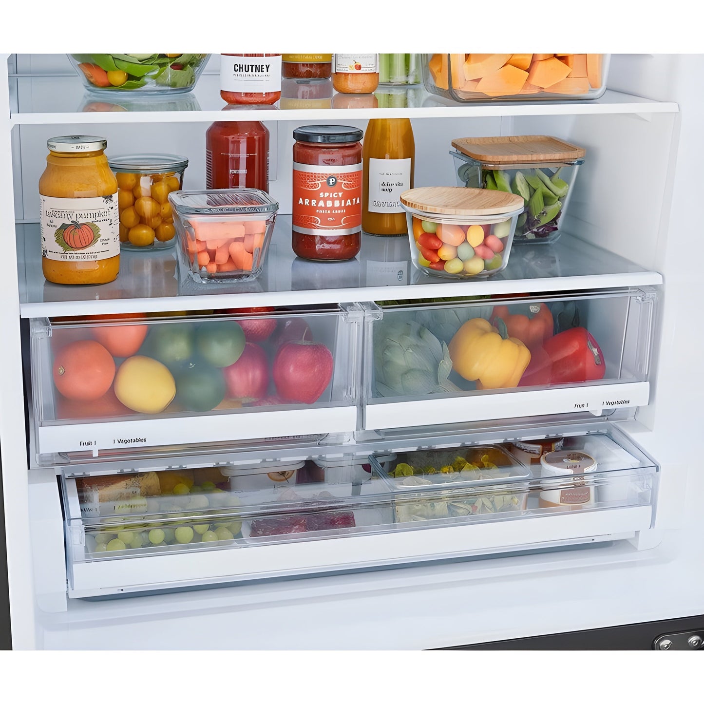 LG 33 in. Bottom Freezer Refrigerator in Black Stainless Steel 26 Cu. Ft. (LRDCS2603D)