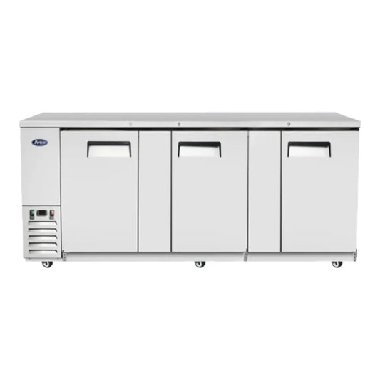 Atosa MBB90GR 89.3" Stainless Steel Solid Door Back Bar Refrigerator 30.1 Cu.Ft - MBB90GR