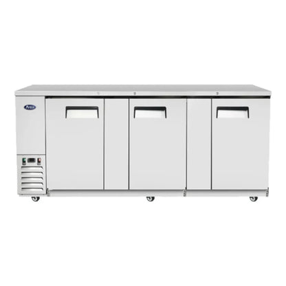 Atosa MBB90GR 89.3" Stainless Steel Solid Door Back Bar Refrigerator 30.1 Cu.Ft - MBB90GR