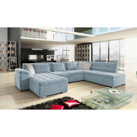 Maxima House LEONARDO Sofa Light Blue Sectional Sleeper Sofa - MIR011