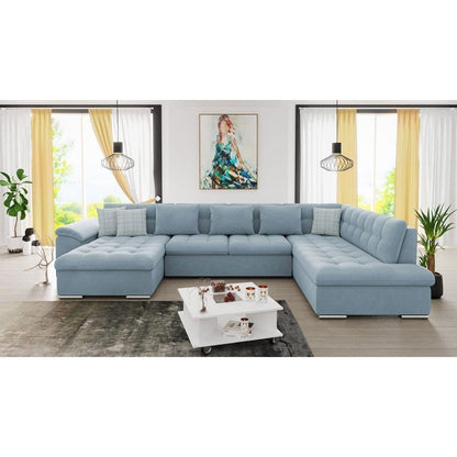 Maxima House LEONARDO Sofa Light Blue Sectional Sleeper Sofa - MIR011