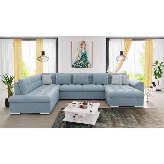Maxima House LEONARDO Sofa Light Blue Sectional Sleeper Sofa - MIR011