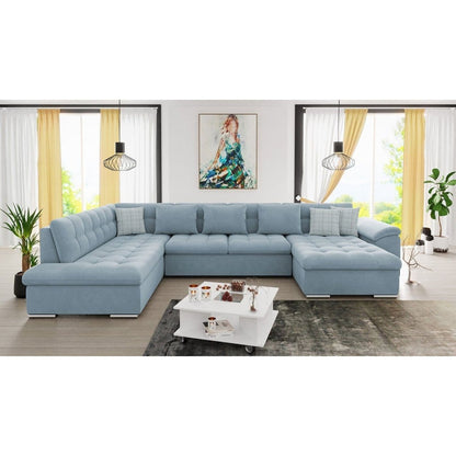Maxima House LEONARDO Sofa Light Blue Sectional Sleeper Sofa - MIR011