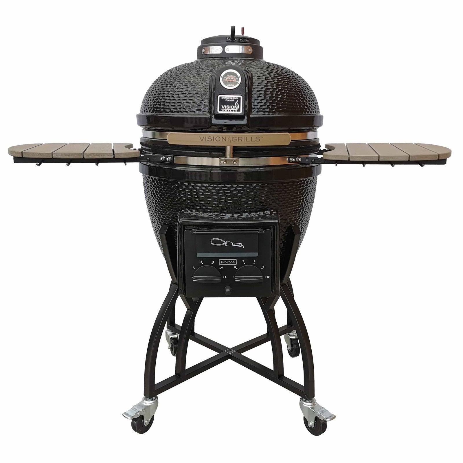 Vision Grills Professional | S-Series Ceramic Kamado Grill | Charcoal Gas Compatible - S-Series - Black