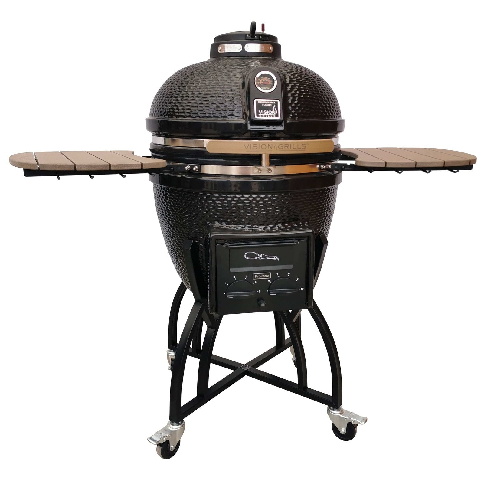 Vision Grills Professional | S-Series Ceramic Kamado Grill | Charcoal Gas Compatible - S-Series - Black
