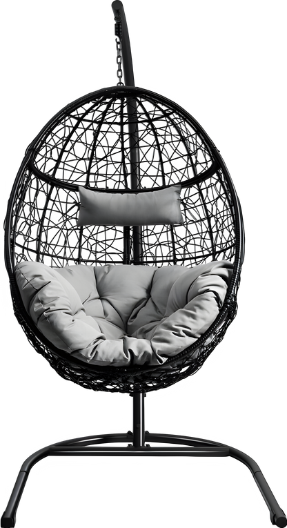 Costway Hammock Chair with Stand 250 Lbs Capacity Cushioned for Indoor Outdoor Use New - OP70424GR+