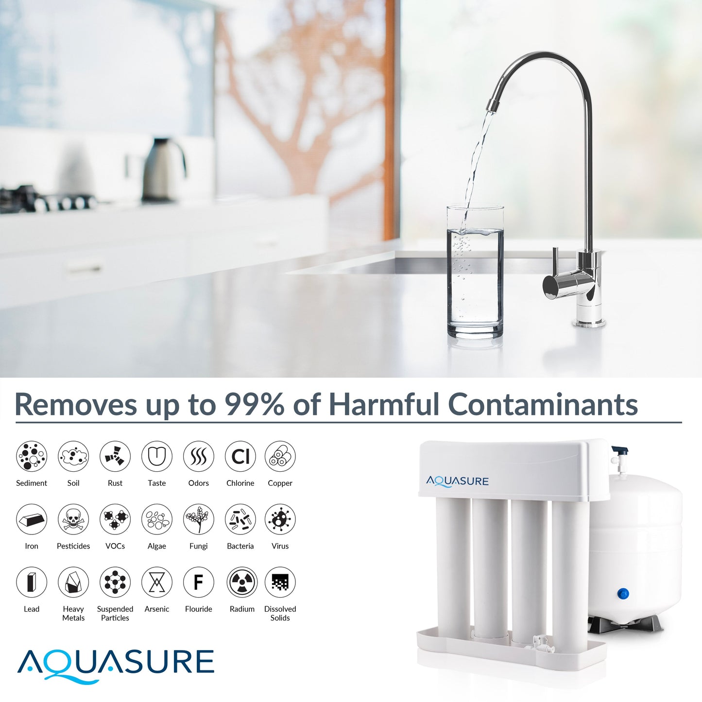 Aquasure Signature Elite | 1,000,000 Gallons Whole House Water Filter Treatment Bundle with 48,000 Grains Softener, 75 GPD Reverse Osmosis System - AS-SE1000A