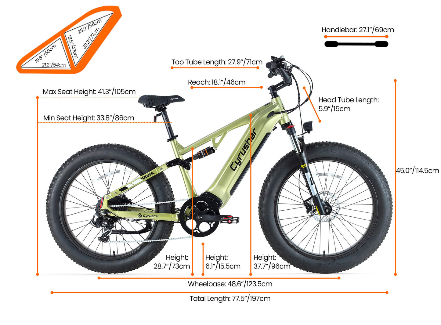 Cyrusher Rover Full Suspension E-Bike | 750W,52V 15.6Ah