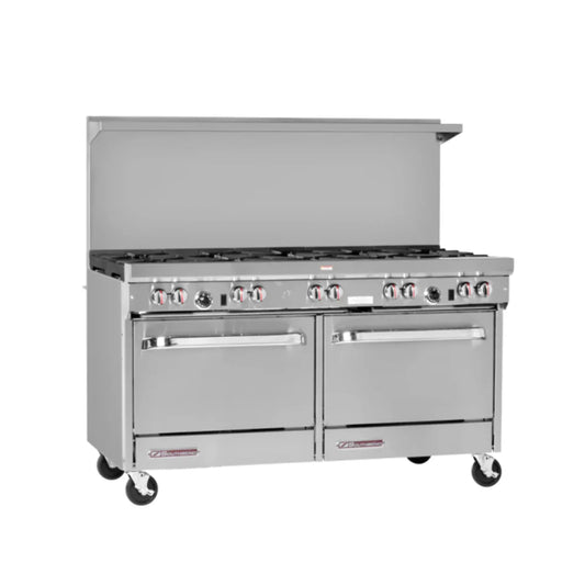 Southbend 4601AD-6L Ultimate Natural Gas Range 60”, 9 Burners, Standard Grates With Stand ard And Convection Oven Base 388000 Total BTU - 4601AD-6L