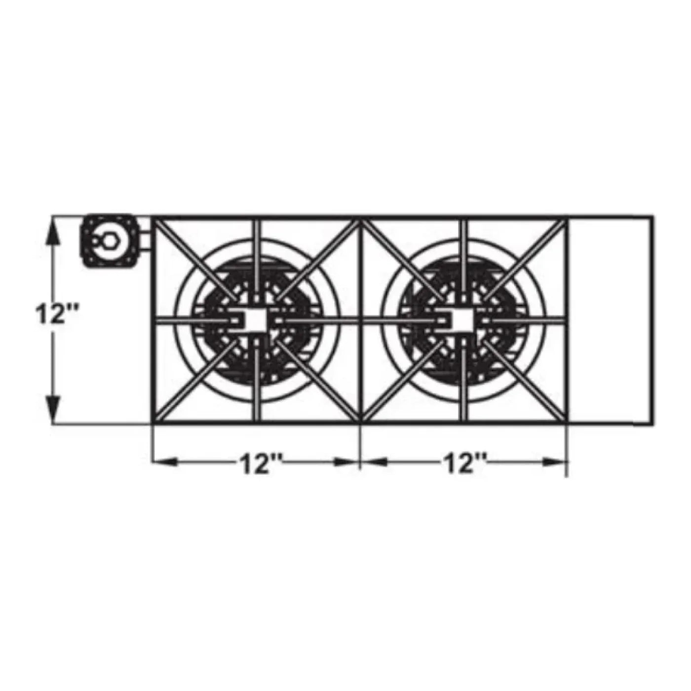 Serv-Ware SHPS-12 12” Stainless Steel  Hotplate with 2 Burners, Gas, 25,000 BTU/H - SHPS-12