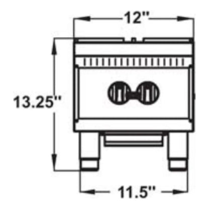 Serv-Ware SHPS-12 12” Stainless Steel  Hotplate with 2 Burners, Gas, 25,000 BTU/H - SHPS-12