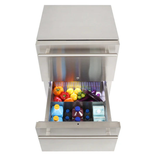 Sapphire 24" Outdoor Refrigerator with Drawers, 4.6 cu. ft. Capacity Full Wrapped Stainless Steel Exterior - SRD24-OD