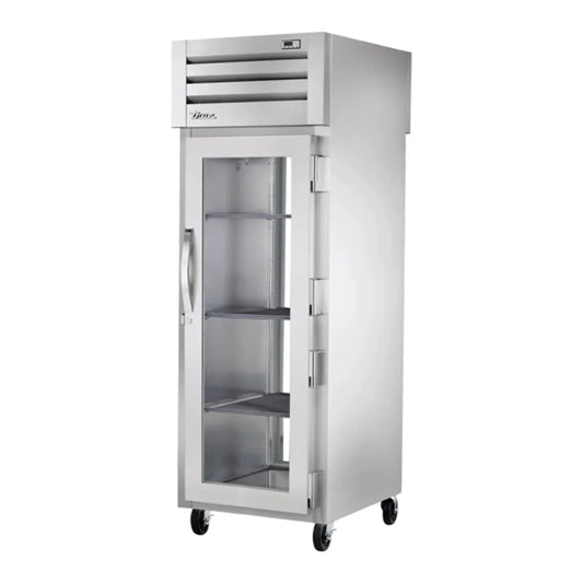 True  27 1/2" Stainless Steel and Aluminum Spec Series One Section Pass Thru Refrigerator, 2 Glass Doors, 1 Solid Door, Right Hinge, 115v - STA1RPT-1HG/1HS-1G-HC