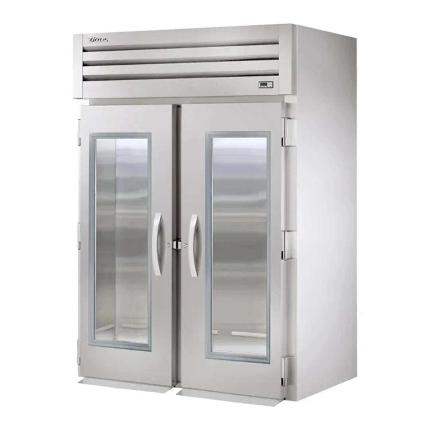 True  68" Spec Series Stainless Steel and Aluminum Two Section Roll In Refrigerator, (2) Left/Right Hinge Glass Doors, 115v/1ph - STA2RRI-2G