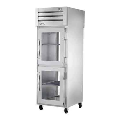 True  27 1/2" Spec Series Stainless Steel and Aluminum One Section Pass Thru Refrigerator, 3 Right Hinge Glass Doors, 115v/1ph - STG1RPT-2HG-1G-HC