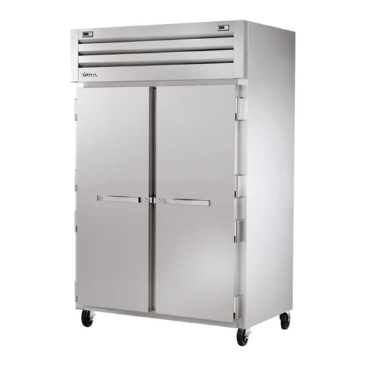 True 52 5/8" Spec Series Stainless Steel and Aluminum Solid Door Reach-In Refrigerator / Freezer with PVC-Coated Shelves, 115v/1ph -  STG2DT-2S