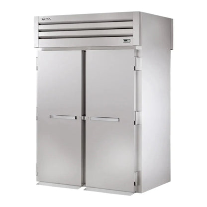 True  68" Aluminum Spec Series Two Section Roll Thru Refrigerator, 4 Left/Right Hinge Solid Doors, Silver, 115v/1ph - STG2RRT-2S-2S
