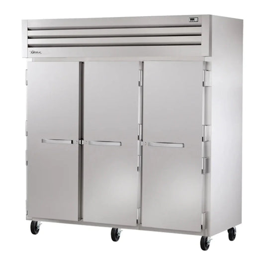 True  77 3/4" Aluminum SPEC SERIES Three Section Reach In Refrigerator, 3 Left/Right Hinge Solid Doors, 115v/1ph - STG3R-3S-HC