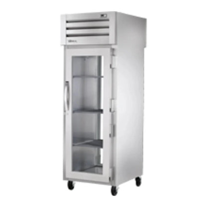 True  27 1/2" Spec Series Stainless Steel Pass-Through Refrigerator with One Section and 2 Right Hinge Glass Doors, Silver, 115v/1ph - STR1RPT-1G-1G-HC