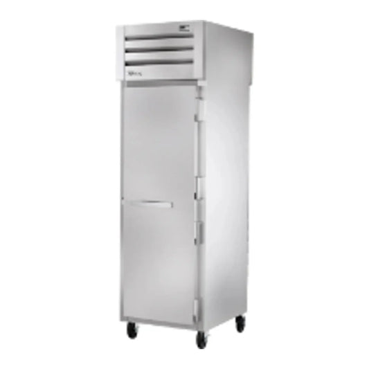 True  27 1/2" Spec Series Stainless Steel Pass-Through Refrigerator with 1 Glass Door and 2 Solid Doors, Silver, 115v/1ph - STR1RPT-1S-1G-HC